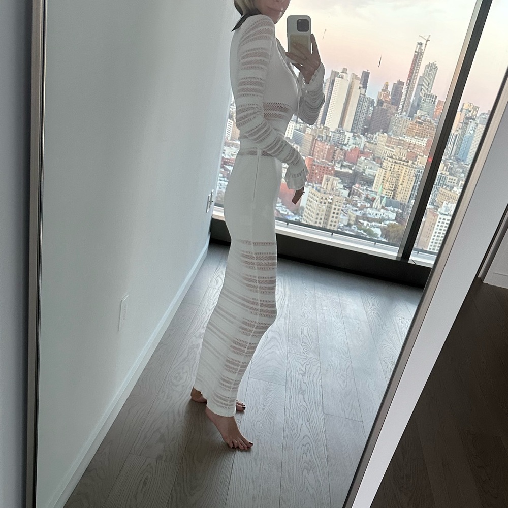 NWT Alaia White Jersey and Lace Paneled Maxi Dress FR38 - Picture 3 of 12